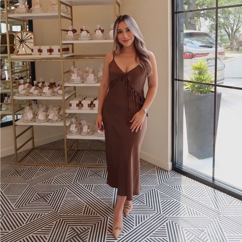 Elegant Brown Sleeveless Dress